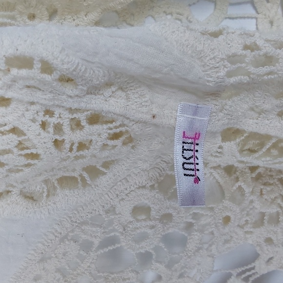 Jastle Womens Cream Sleeveless Open Cardigan Crochet Boho hippie Cute! Sz.L - Picture 4 of 6